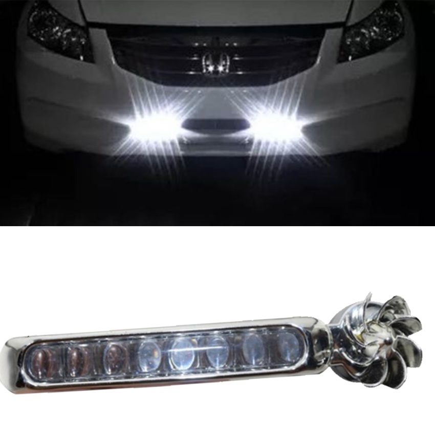 Đèn Pha DRL 8 LED Chạy Bằng Năng Lượng Gió Không Dây Cho Xe Hơi