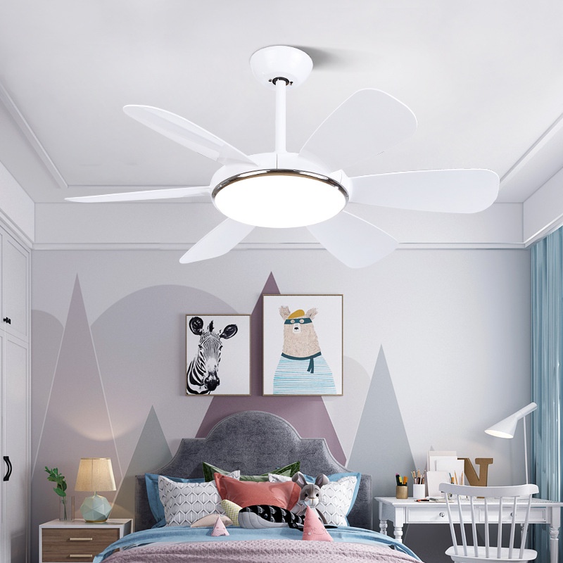 Quạt Trần Có Đèn 6 Cánh Nhựa Màu Trắng, Quạt Trần Trang Trí Phòng Khách/Chung Cư