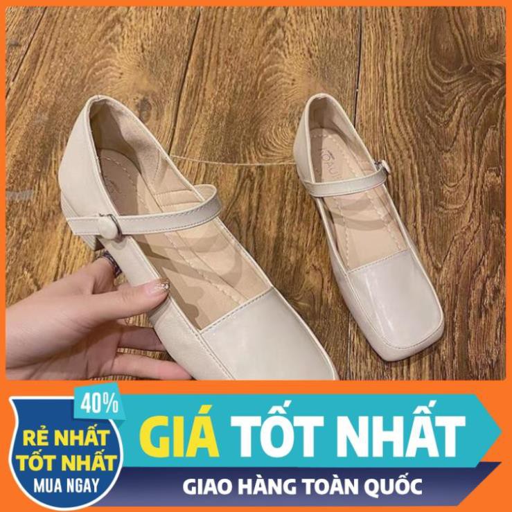HOTHOT SIÊU ĐẸP HÀNG QUẢNG CHAU ODER giày búp bê gót vuôn thấp nữ quai ngang mũi vuông da bóng quảng châu HÀNG HOT