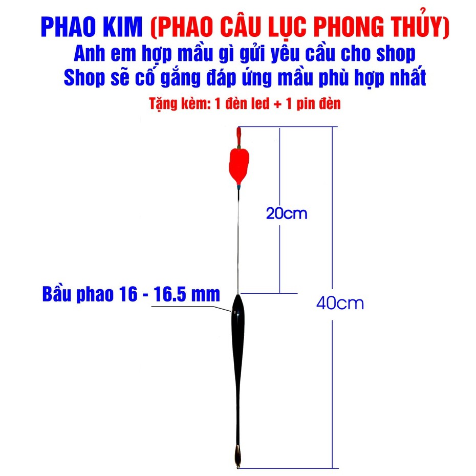 Phao câu lục đầu cần (Tặng kèm Đèn led và pin)