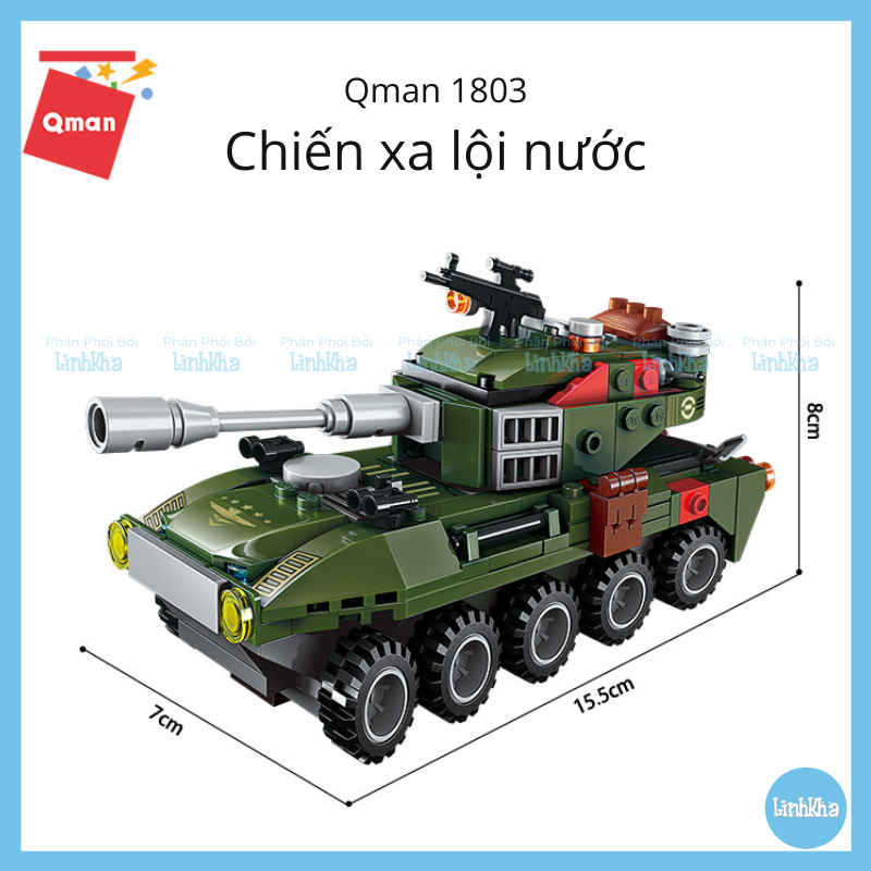 Đồ Chơi Xếp Hình Xe Tăng - Chiến Xa Lội Nước Qman 1803 - Cho bé 6Y+