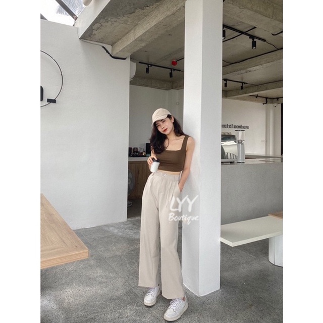 Áo croptop 2 dây bản to có sẵn đệm mút ngực freesize 3 mày chất đẹp LYY BOUTIQUE