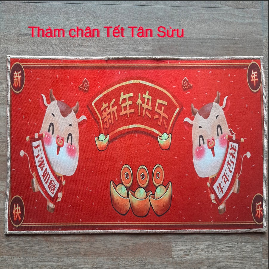 [FREESHIP❤️]Thảm Chân 3D Đón Tết Tân Sửu 2021 Chống Trơn Trượt Bám Sàn (thấm nước chống trượt KT 40x60cm)