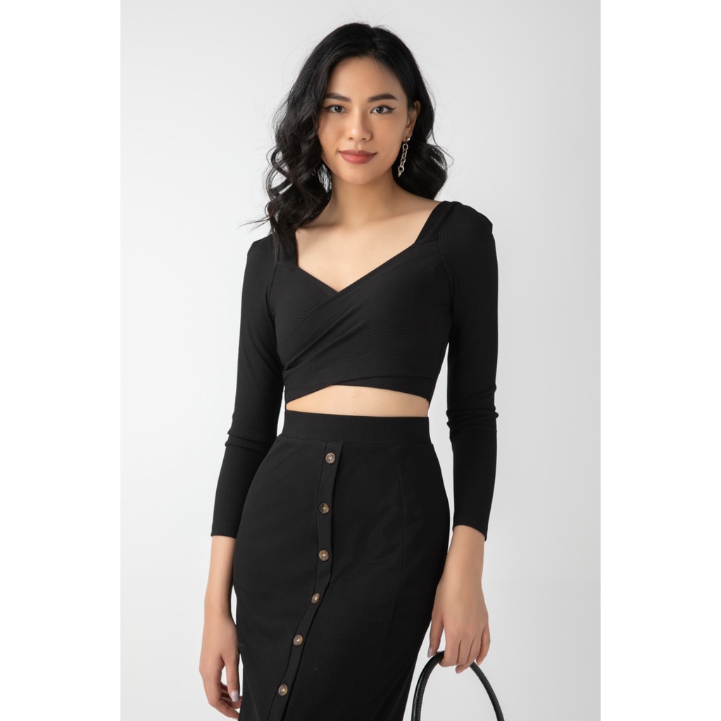 Áo thun nữ gân dáng croptop IVY moda MS 58B9035