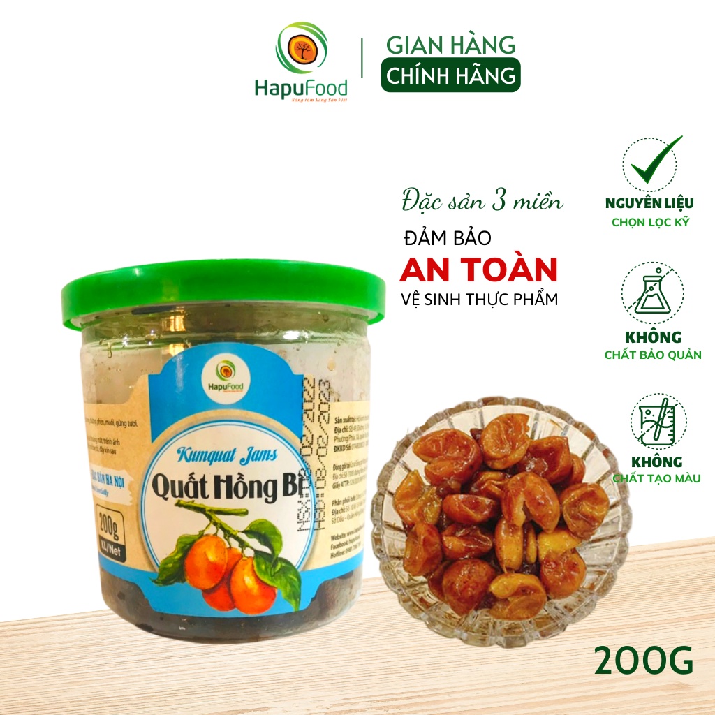 Mứt quất hồng bì HAPUFOOD hũ 200g, đảm bảo ATVSTP