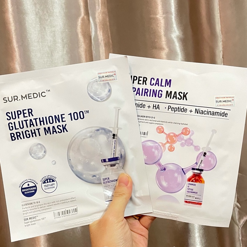 [MẪU MỚI] Mặt Nạ Dưỡng Trắng &amp; Cấp Ẩm Chống Lão Hóa Sur.Medic - Full hộp (10 miếng)