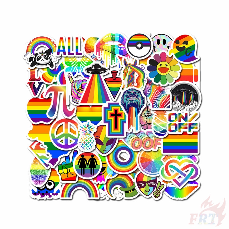 ❉ Hello！Let's Rainbow Series 02 Stickers ❉ 50Pcs/Set DIY Fashion Mixed Luggage Laptop Skateboard Decals Doodle Stickers