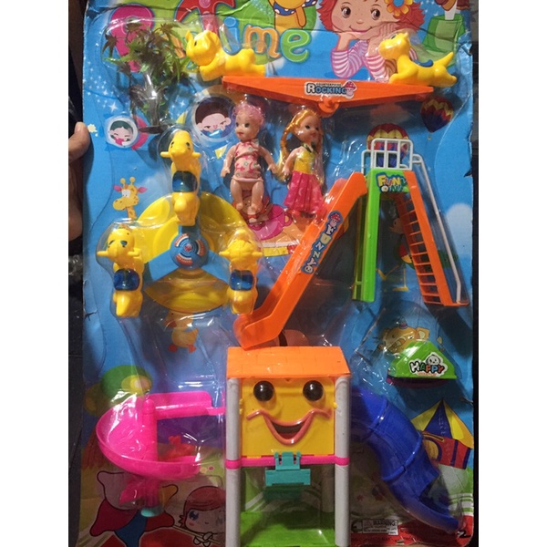 Đồ chơi công viên cầu trượt, xích đu, đu quay mini cho bé