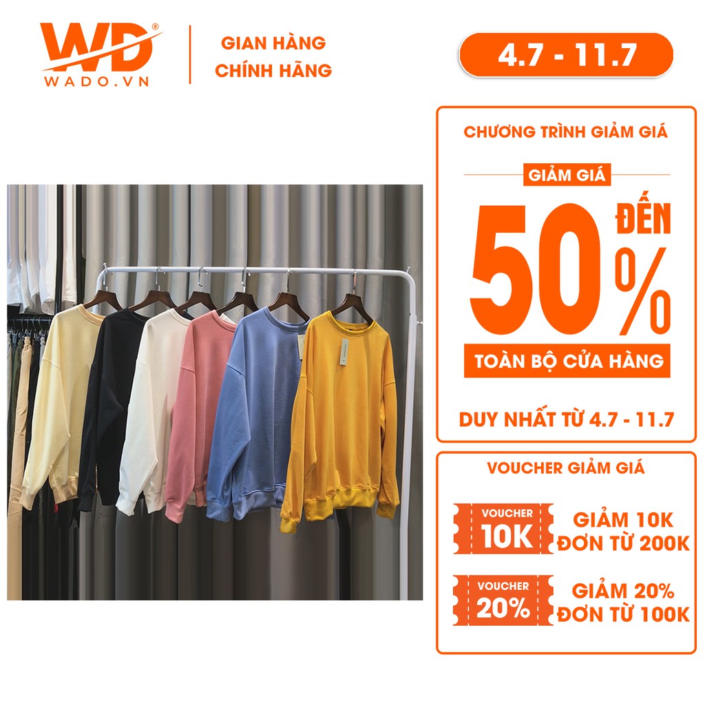 Áo sweater ESSENTIALS Wado chất liệu nỉ bông mềm mịn form rộng oversize dáng ulzzang gồm 6 màu