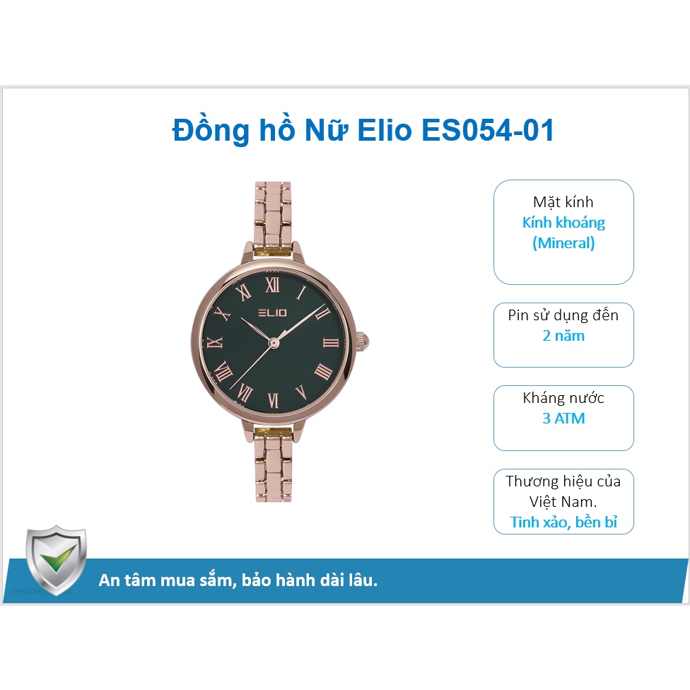 Đồng hồ Nữ Elio ES054-01 -BH chính hãng, sang trọng tinh tế kết hợp với sự hiện đại, phù hợp với mọi lứa tuổi