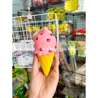 Đồ chơi nhựa cho chó mèo gặm ngứa răng - cây kem bằng cao su dẻo bóp kêu