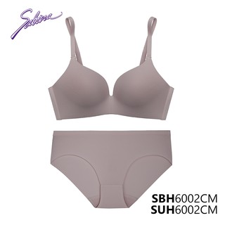 Combo Áo Lót Không Gọng Mút Dày Vừa Và Quần Đồng Bộ Màu Xám Pha Nâu Trơn Soft Doomm By Sabina SBH6002CM+SUH6002CM