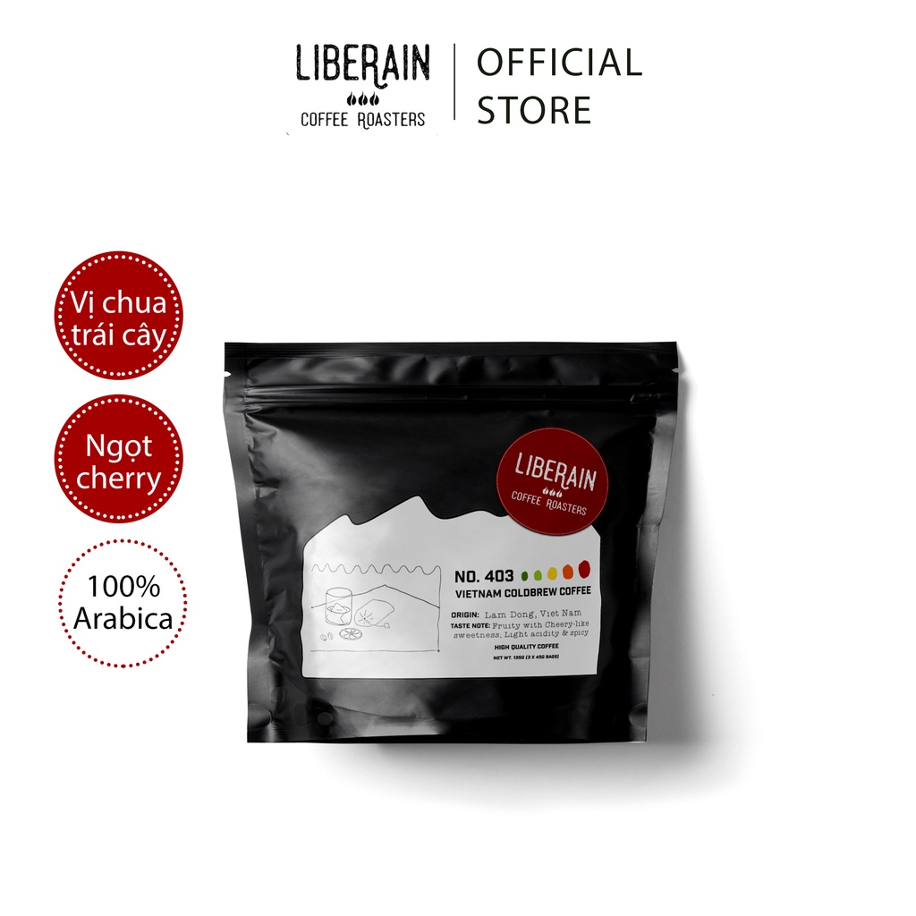 Cà phê cold brew túi lọc Liberain 403 - 100% Arabica, vị ngọt, hậu vị kéo dài