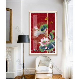 Tranh dán tường Tranh dán tường Ao sen bên bờ hồ, Tranh dán tường 3d hiện đại (tích hợp sẵn keo), MS1273847