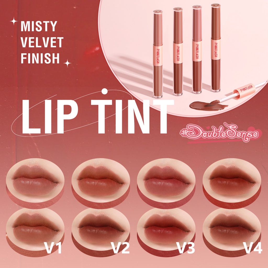 Son môi ombrelips tint nhung ombrelips lì hai đầu PINKFLASH DoubleSense 2 Trong 1 nhẹ sắc tố cao lâu trôi 30g