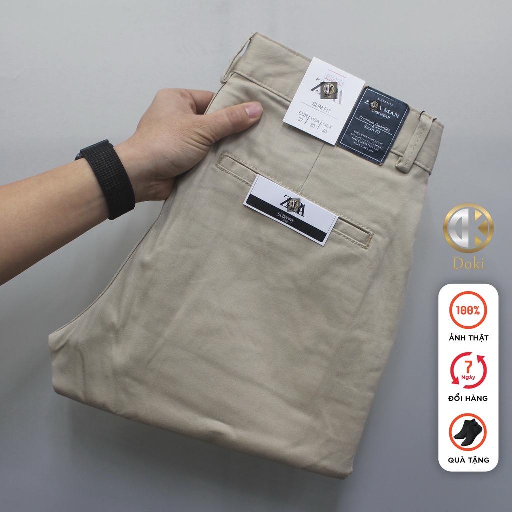 ■Quần Kaki Nam Màu Vàng Kem Cao Cấp KC-05 dáng đứng Hàn Quốc chất vải cotton co giãn - DOKI