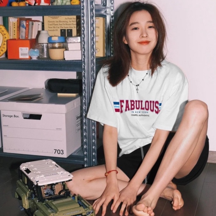 Áo thun tay lỡ Form rộng - BN Store - Áo phông Unisex nam nữ FABULOUS màu trắng