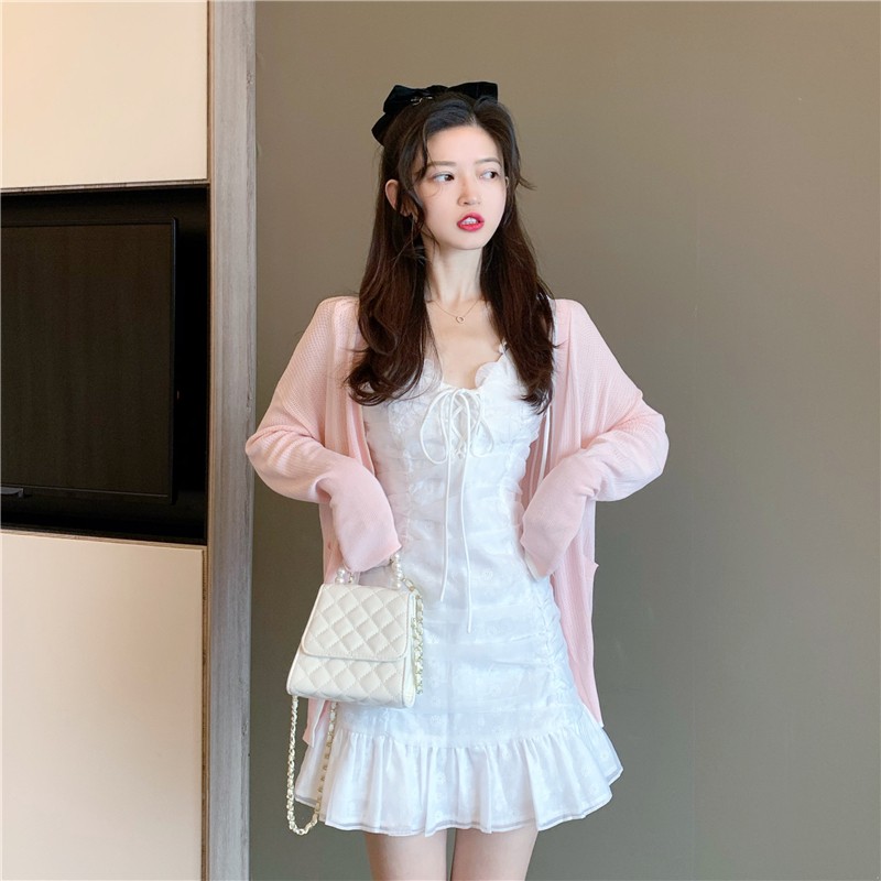 (FREESHIP) Đầm 2 dây trắng xinh hàng quảng châu Miho house