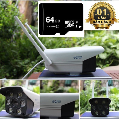 ( COMBO YOOSEE ) CAMERA YOOSEE 888 NGOÀI TRỜI CHỐNG TRỘM CHÔNG NƯỚC HD1080 TẶNG THẺ 64G chuyển dụng cho Cam