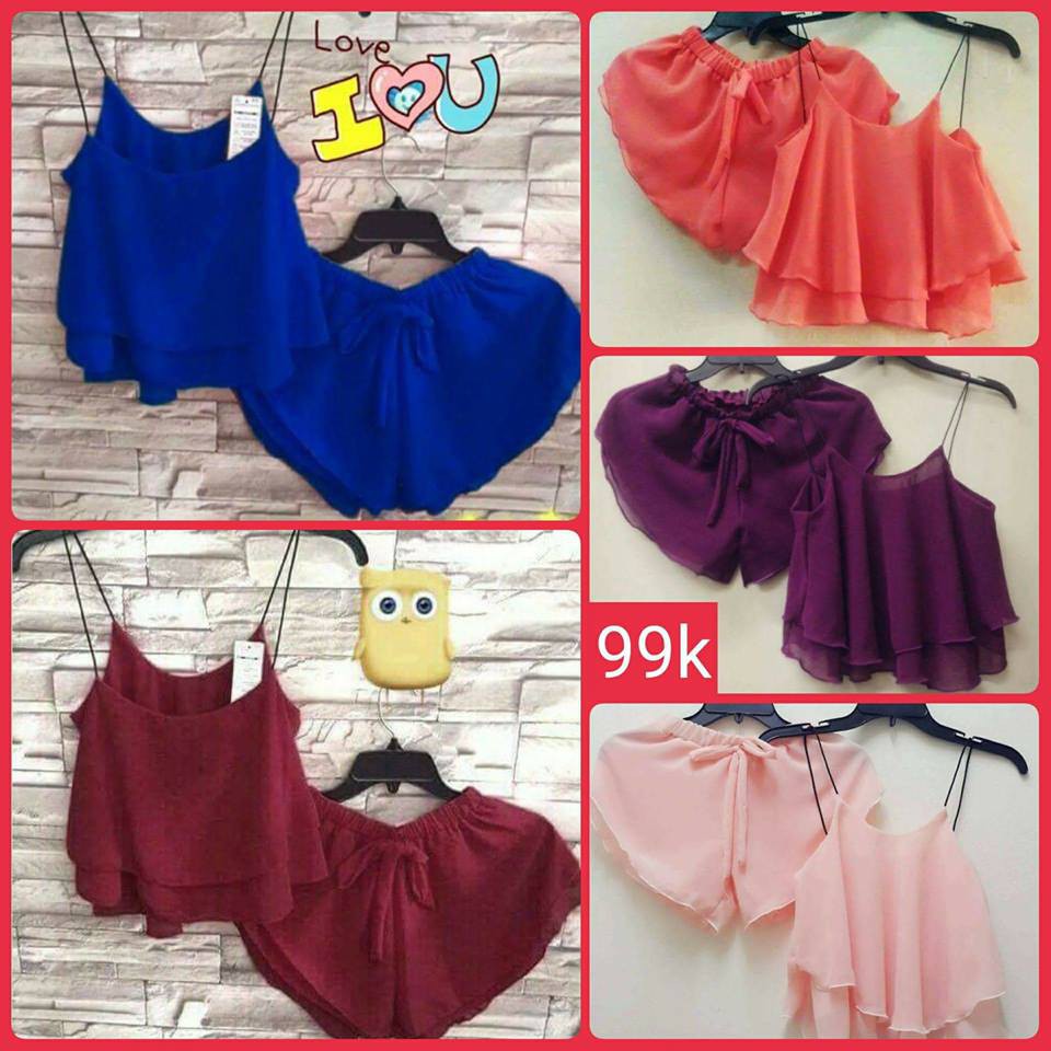 Bộ mặc nhà 2 dây mát mẻ chất voan 2 lớp 2 tầng, bộ đồ ngủ, SET BƯỚM | BigBuy360 - bigbuy360.vn