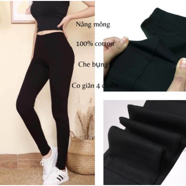 Quần legging trà my store  chất cottong co giãn 4 chiều ,nâng mông dài,ngố dáng đẹp cạp cao