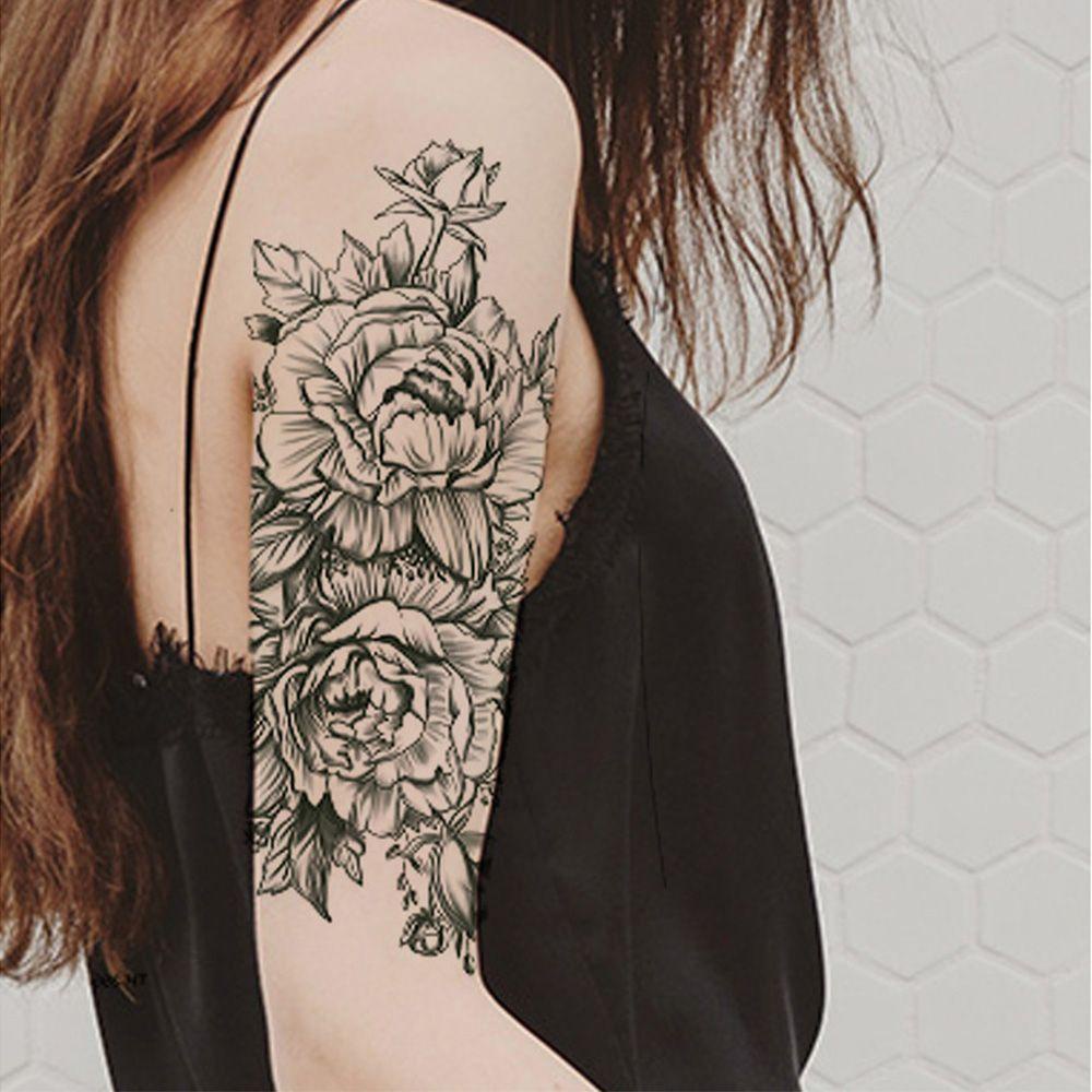 1 Hình Xăm Dán Toàn Thân Hình Hoa Hồng Và Bướm