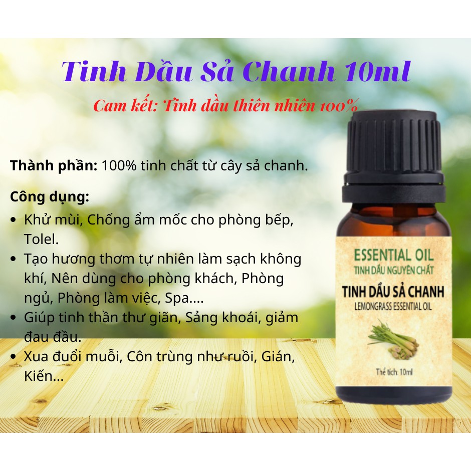 Tinh Dầu Sả Chanh Nguyên Chất 10ml xông phòng - AN TOÀN cho bé - Cam kết 100% từ thiên nhiên.