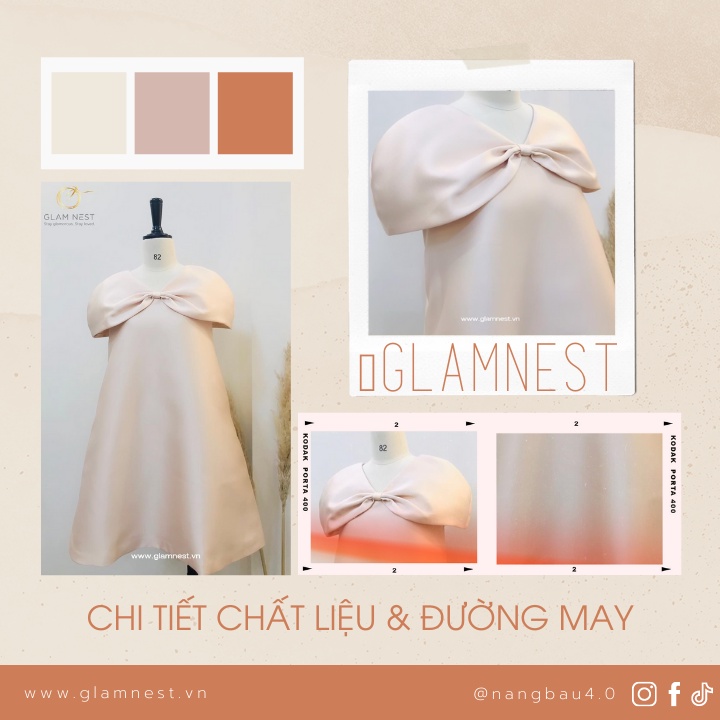 Váy Bầu Đẹp Đầm Bầu Diện Tết Thời Trang Vải Taffta Cao Cấp GLAM NEST VN004