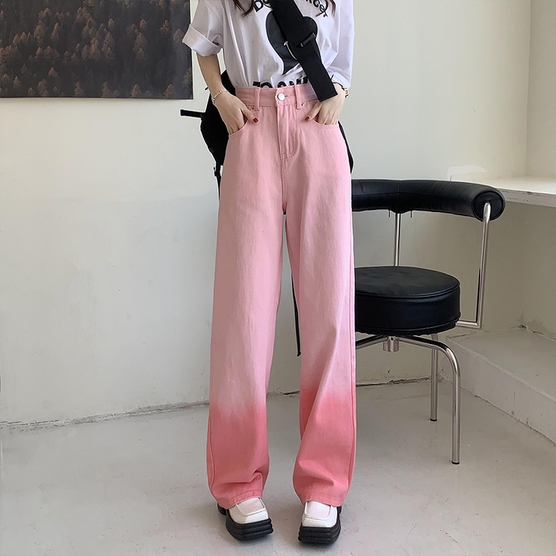 Quần Jeans Nữ Lưng Cao Màu Gradient Thời Trang Hàn Quốc Mới
