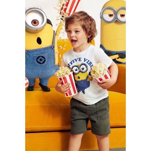 Áo Minnion đính kim sa lật dư xịn cho bé