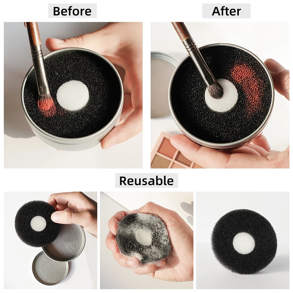 [Hàng mới về] Hộp mút làm sạch cọ trang điểm loại bỏ màu phấn nhanh chóng tiện lợi