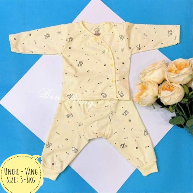 Bộ Đồ sơ sinh bé trai, bé gái vạt chéo, quần đáp đũng đóng bỉm dễ dàng