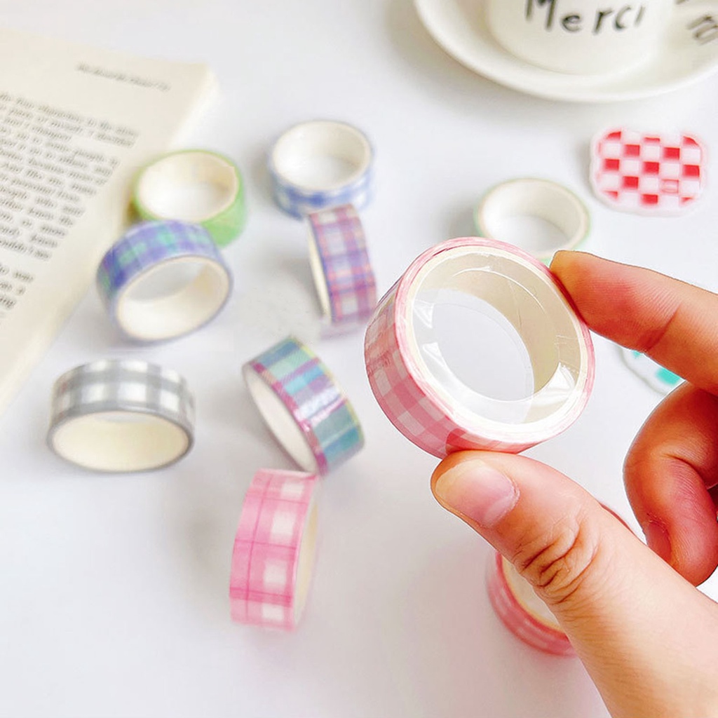 Cuộn Băng Keo Washi Họa Tiết Kẻ Sọc Phong Cách Hàn Quốc Độc Đáo Trang Trí Sổ Tay / Nhật Ký DIY