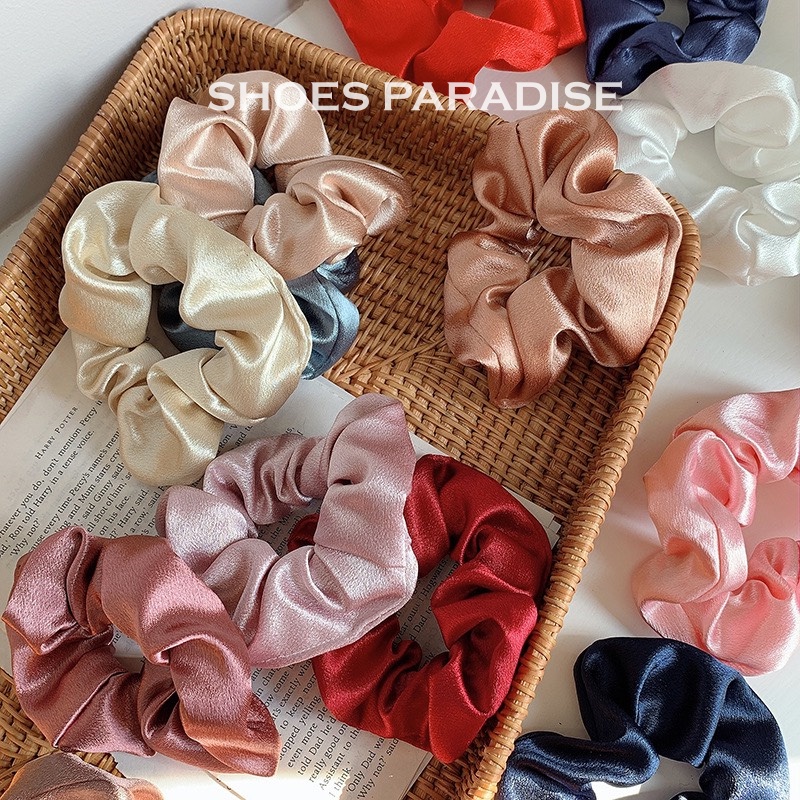 Scrunchies chun buộc tóc cột tóc hàn quốc scrunchie lụa satin shoes paradise CTN