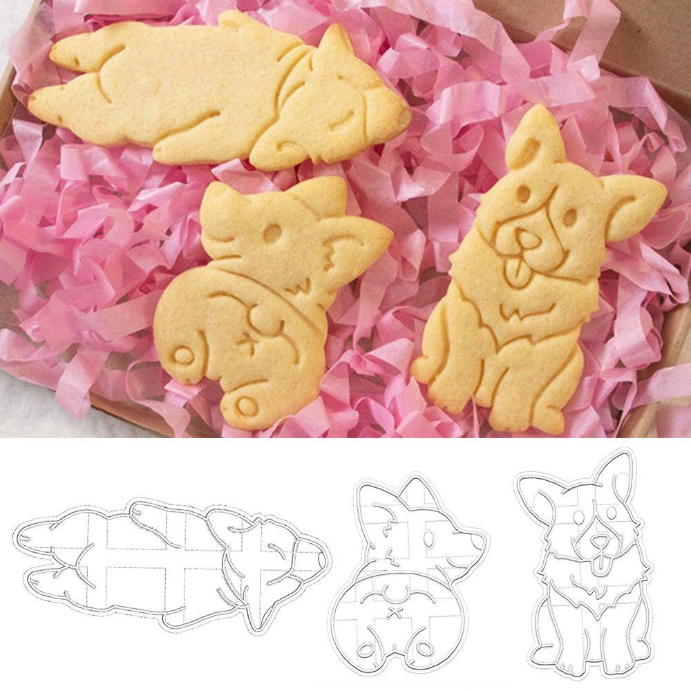 GOGOUP Set 3 Khuôn Dập Nổi Họa Tiết Hoạt Hình Dễ Thương Dùng Để Trang Trí Bánh