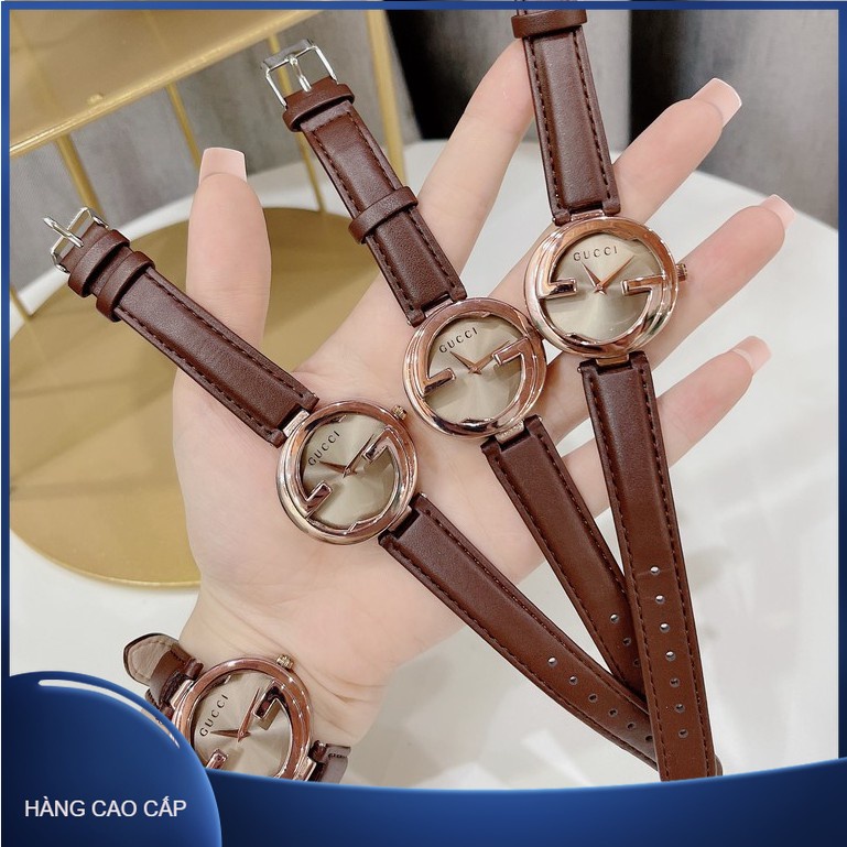 Đồng hô nữ dây da mặt tròn, đeo tay đẹp ⌚️ nhỏ gọn hợp thời trang ,mẫu hàng cao cấp chính hãng authentic Guci
