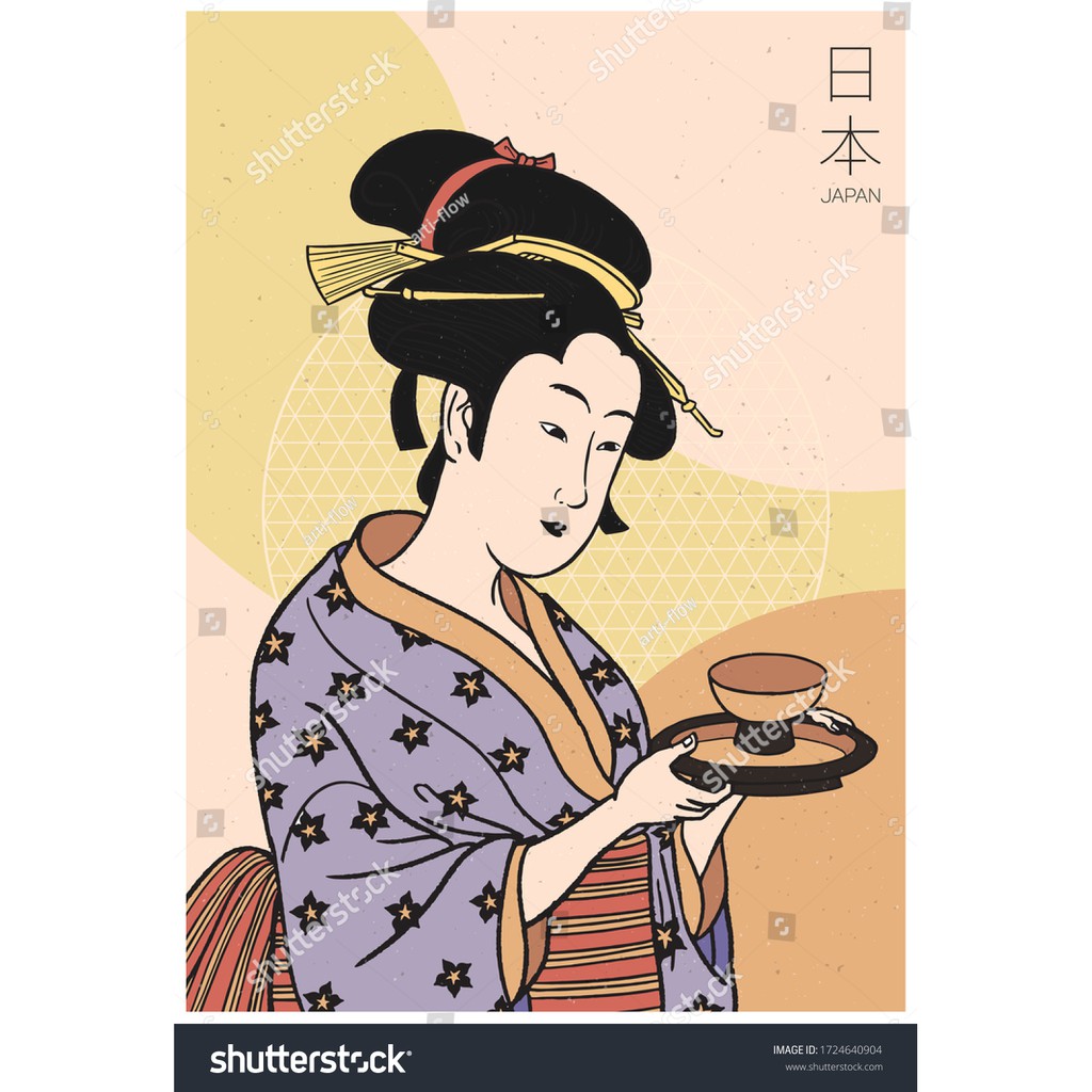 Tranh lụa 3d Quán ăn Phòng trà phong cách Nhật Bản QAPTNB-09