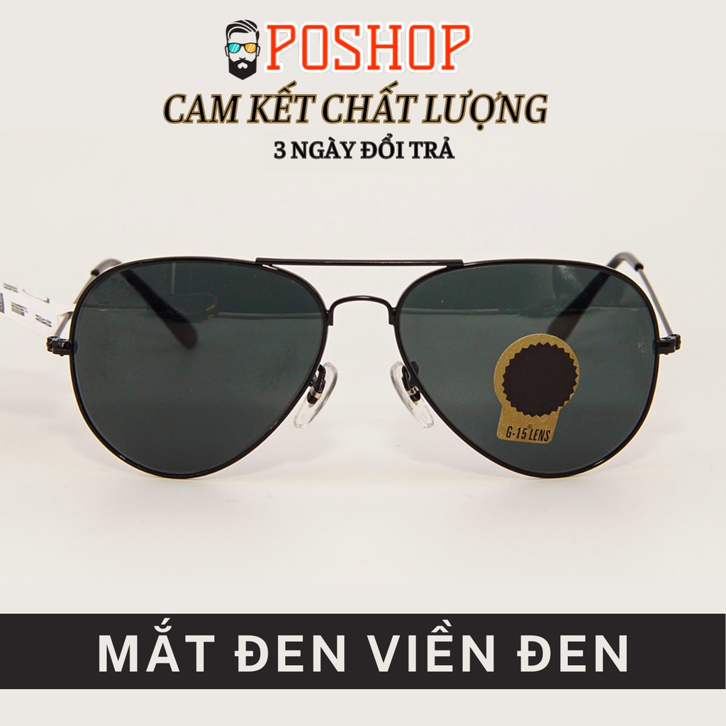 ♚Mắt kính nam nữ POSHOP gọng kim loại thiết kế kiểu phi công cổ điển với tròng thuỷ tinh cường lực chống uv400 R3026