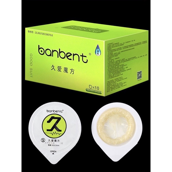 Bao cao su BanBent Xanh 0.01 Long Love Cube kéo dài thời gian, có gân gai và nhiều gel - Nội địa Trung