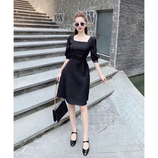 Váy xoè cổ vuông tay lỡ sang đẹp