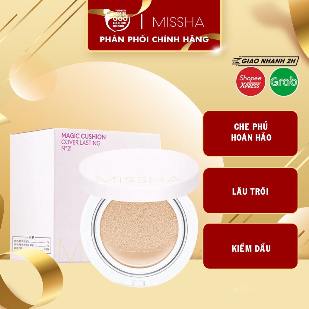 Phấn Nước Che Phủ Tốt, Lâu Trôi Missha Magic Cushion Cover Lasting SPF50+ PA+++ 15g