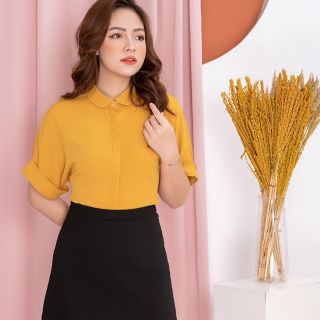 Áo sơ mi nữ tay cộc công sở lụa hàn