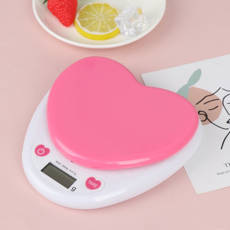 [procoolVN]Digital Kitchen Scale LCD Monitor Auto Zero Auto Poweroff Solid Heart Shape Gift