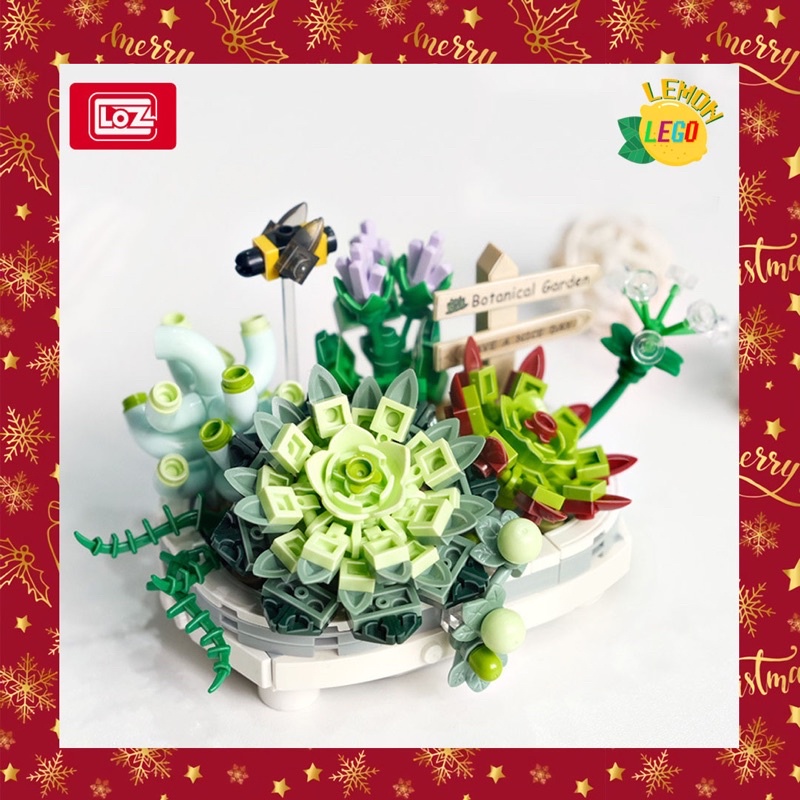 Đồ chơi lắp ráp lego chậu cây sen đá để bàn