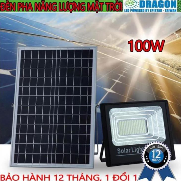 ||Trợ giá T9|| Đèn led pha năng lượng mặt trời 100w IP67 có remote tấm pin rời dây dài 5m. Loại 1 BH 36 tháng