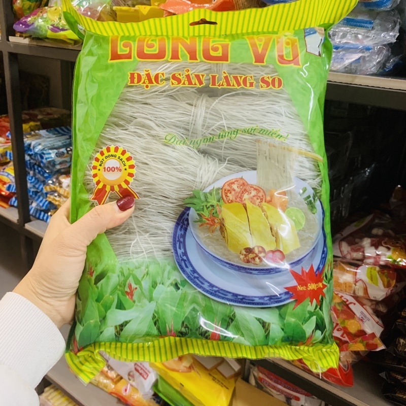 Miến Dong Long Vũ Gói 500g, sợi nhỏ giòn dai