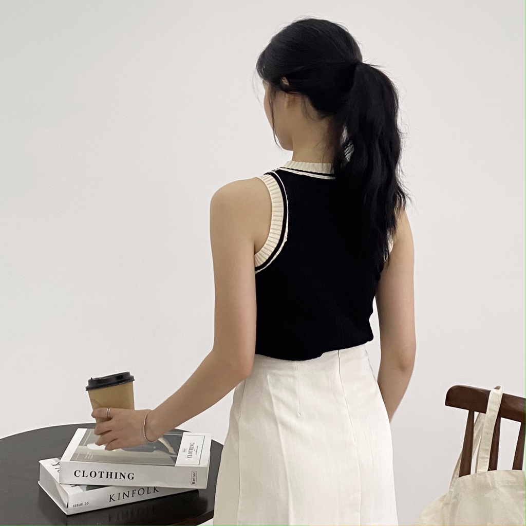 ÁO BA LỖ LEN GÂN VIỀN MÀU | lim.studio