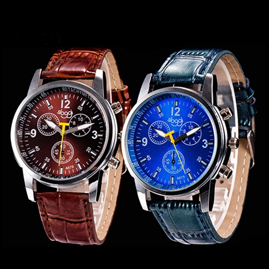 Đồng Hồ Nam Mặt Tròn, Dây Giả Da