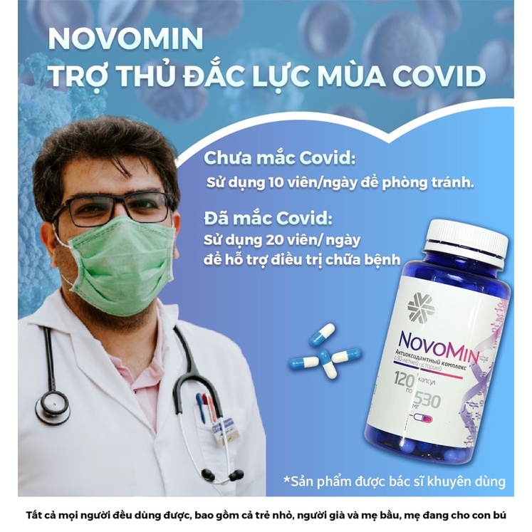 Novomin - Siberian Wellness - Fomula4 - Viên uống chống oxy hóa, phục hồi tế bào khỏe mạnh - Hộp 120 viên