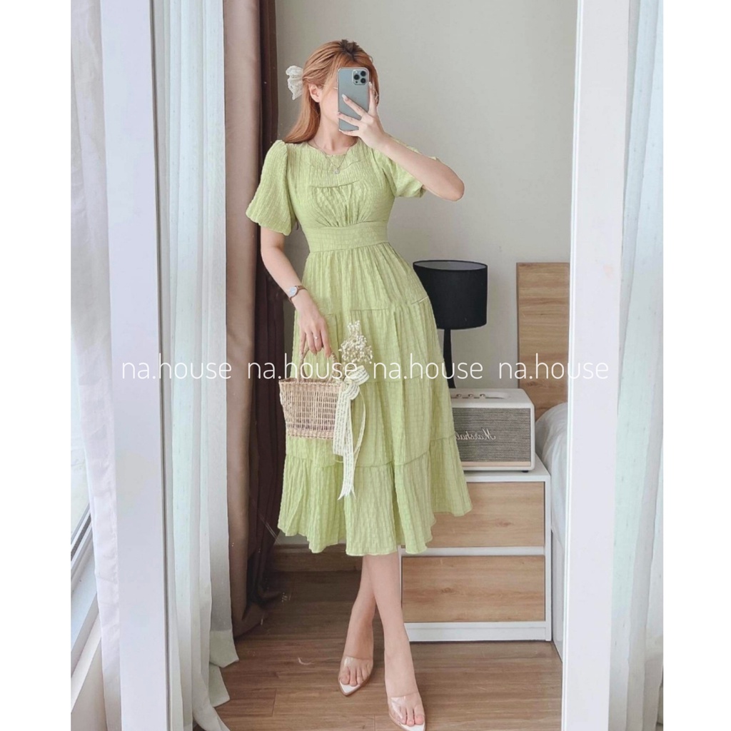 ĐẦM MIDI TIỂU THƯ XINH XẮN NAHOUSE VÁY XỐP NỐI TẦNG DÁNG XÒE ĐI CHƠI ĐI TIỆC CÔNG SỞ THIẾT KẾ HAI LỚP MÀU XANH HỒNG TÍM